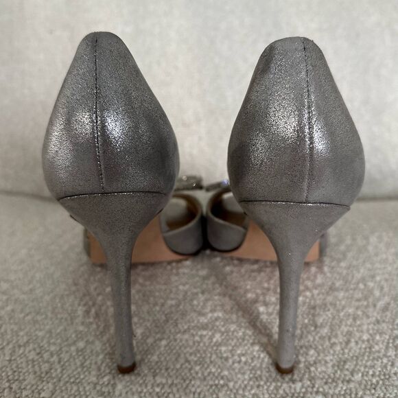 NEW Veronica Beard Gadot Bow Heels in Silver - Picture 6 of 11